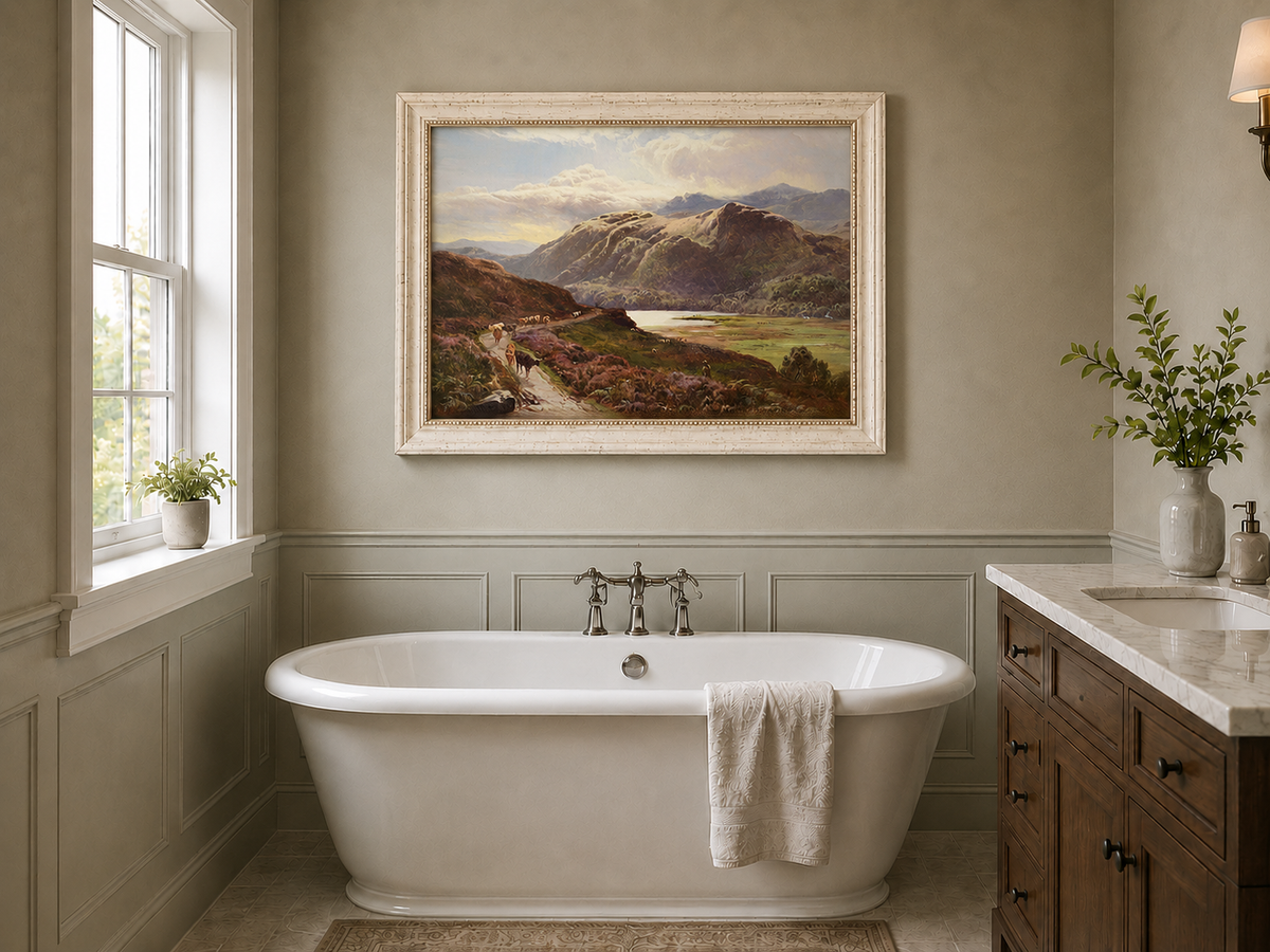 Landscape Oil Painting - Cattle Along a Highland Path