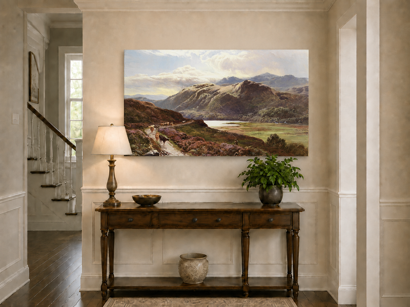 Landscape Oil Painting - Cattle Along a Highland Path