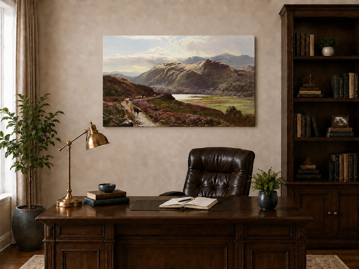 Landscape Oil Painting - Cattle Along a Highland Path
