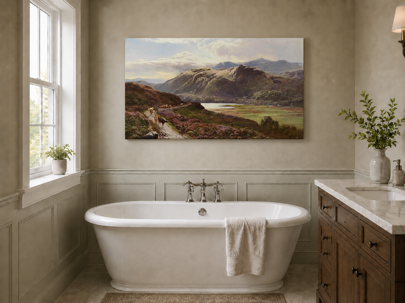 Landscape Oil Painting - Cattle Along a Highland Path