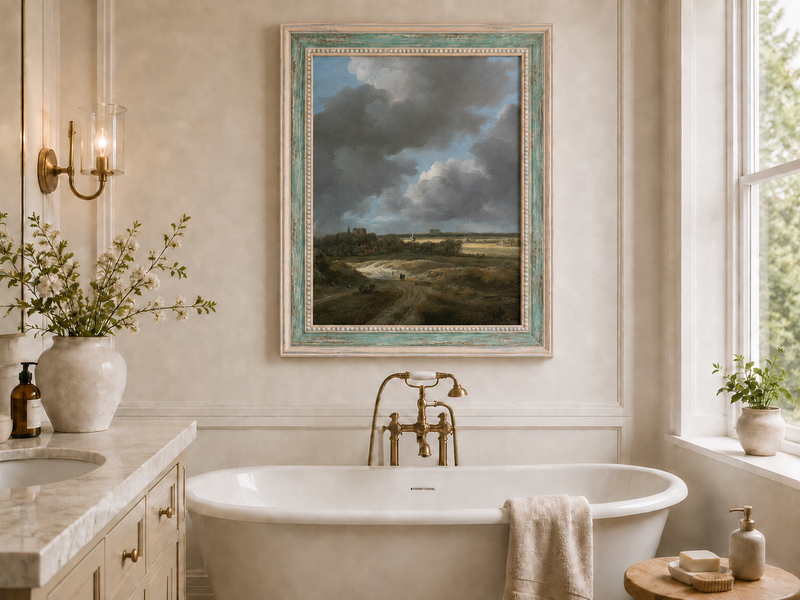 Landscape Oil Painting - Dutch Countryside Cloudy Sky