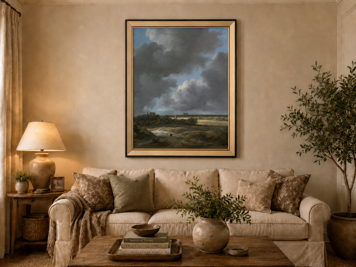 Landscape Oil Painting - Dutch Countryside Cloudy Sky