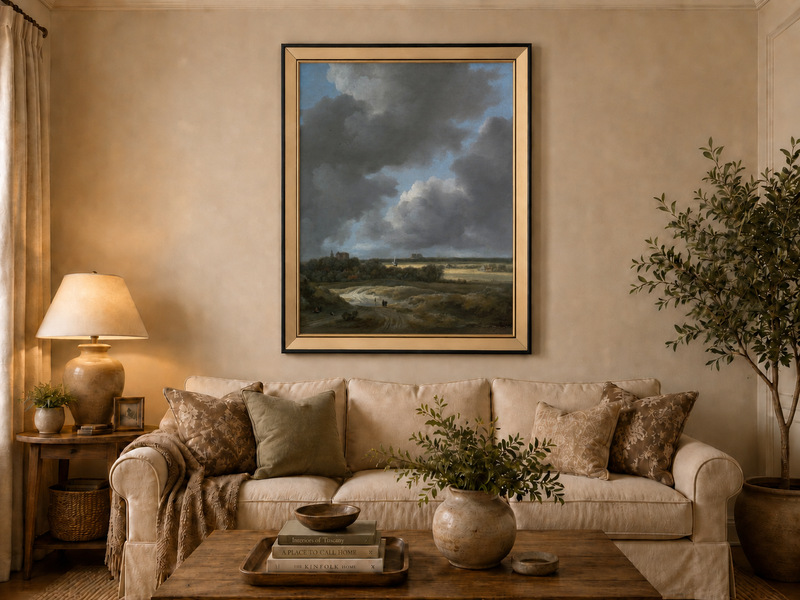 Landscape Oil Painting - Dutch Countryside Cloudy Sky