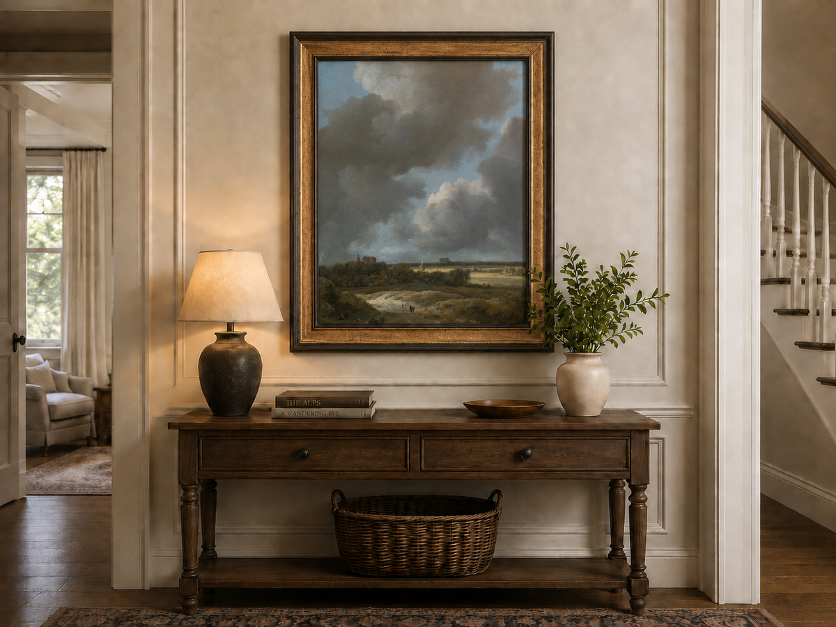 Landscape Oil Painting - Dutch Countryside Cloudy Sky