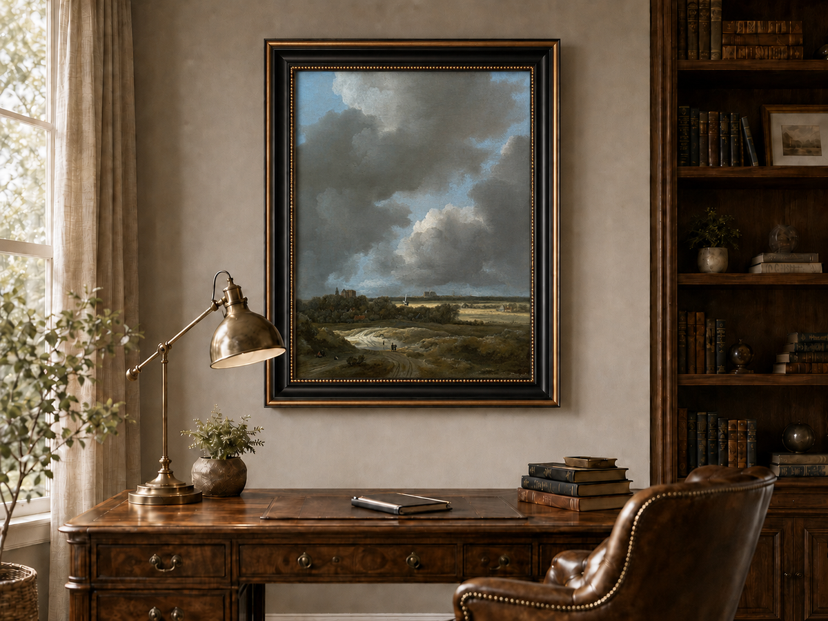 Landscape Oil Painting - Dutch Countryside Cloudy Sky