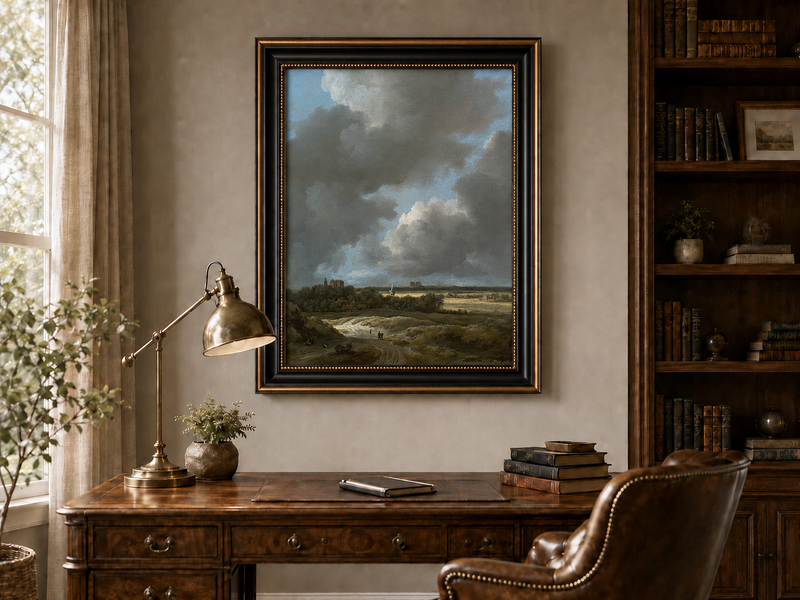 Landscape Oil Painting - Dutch Countryside Cloudy Sky