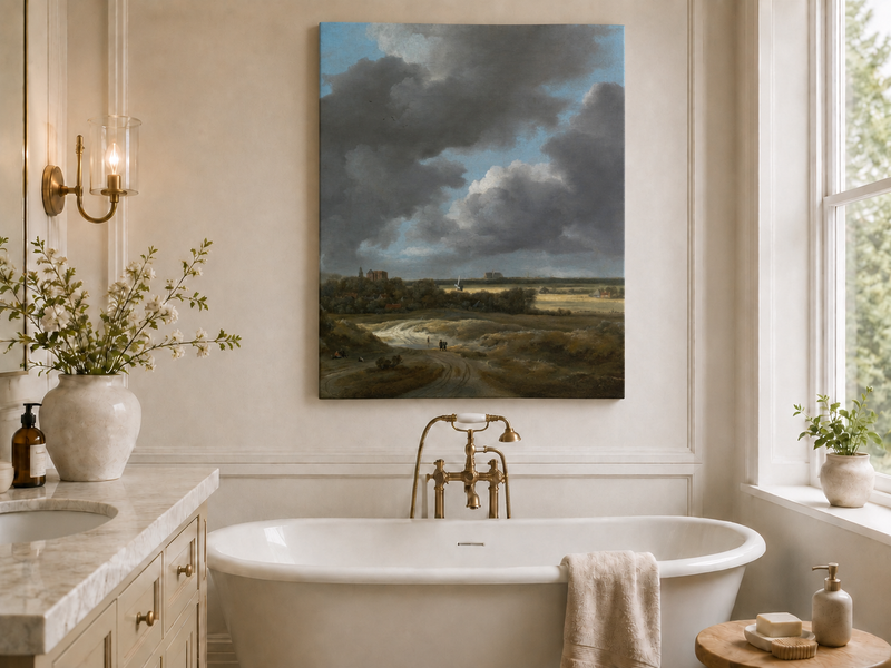 Landscape Oil Painting - Dutch Countryside Cloudy Sky