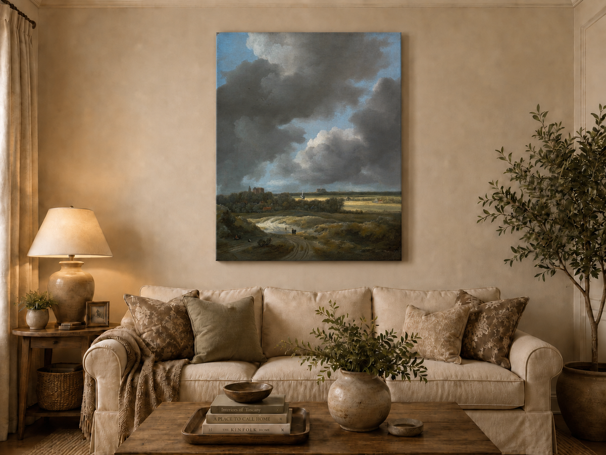 Landscape Oil Painting - Dutch Countryside Cloudy Sky