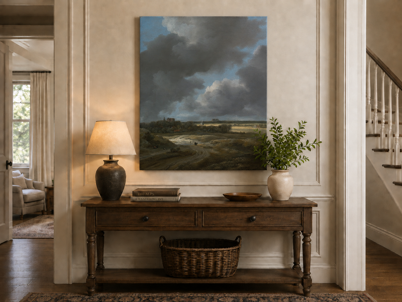 Landscape Oil Painting - Dutch Countryside Cloudy Sky