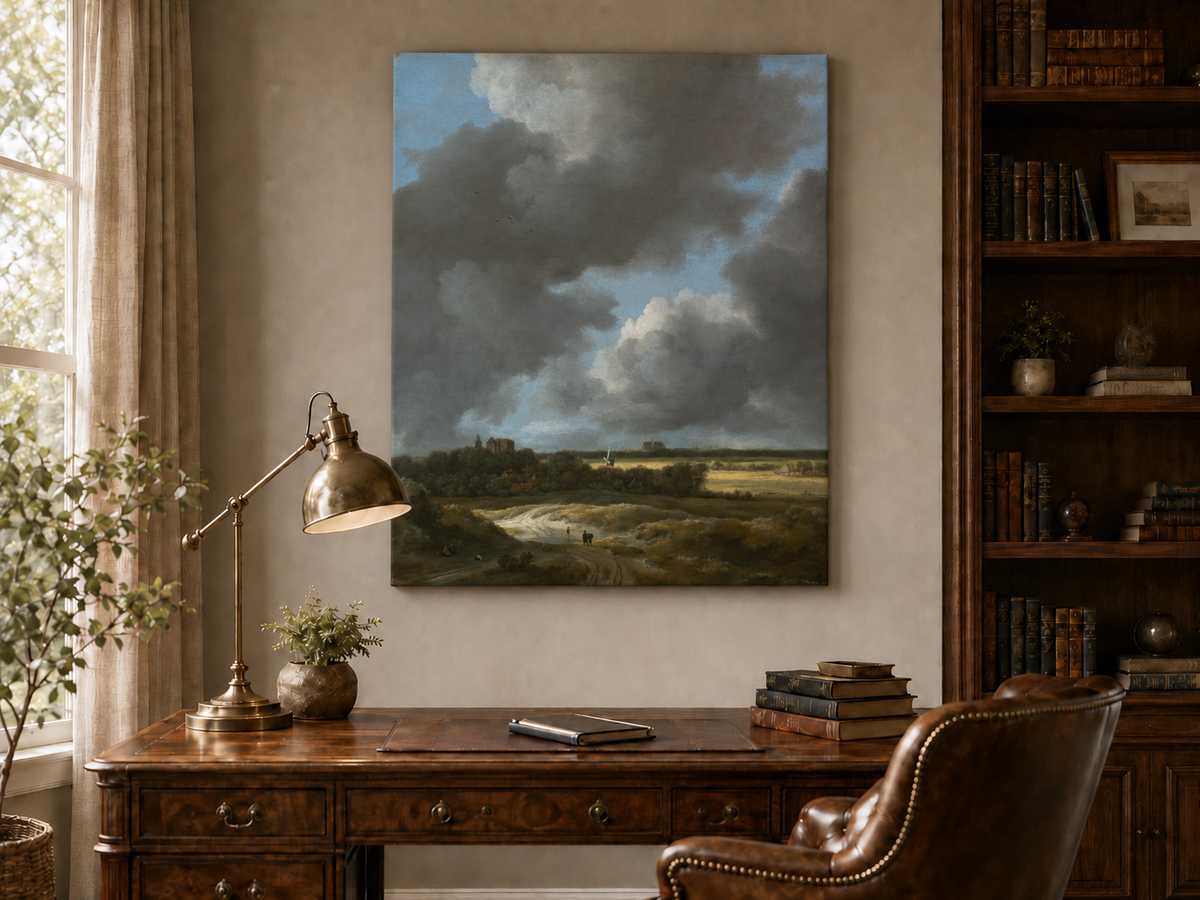 Landscape Oil Painting - Dutch Countryside Cloudy Sky
