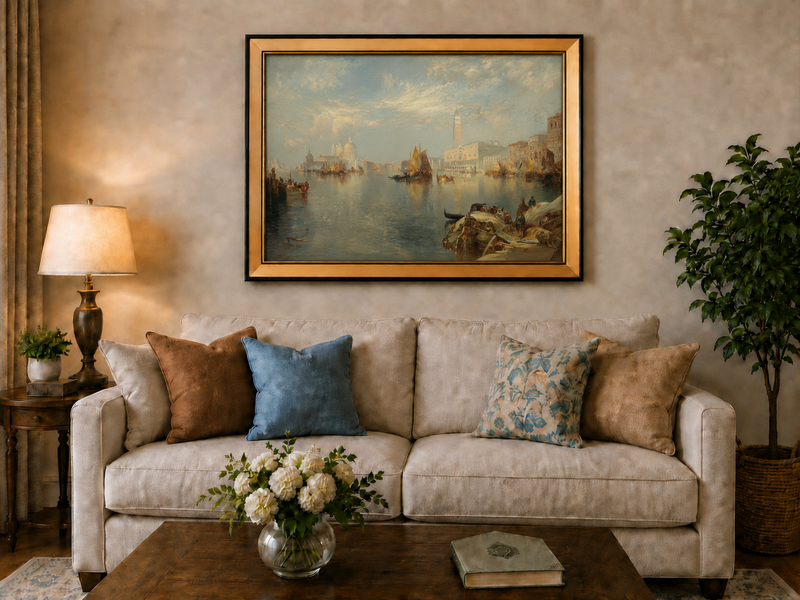 Landscape Oil Painting - Hand-Painted Venice Grand Canal View