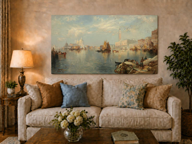 Landscape Oil Painting - Hand-Painted Venice Grand Canal View