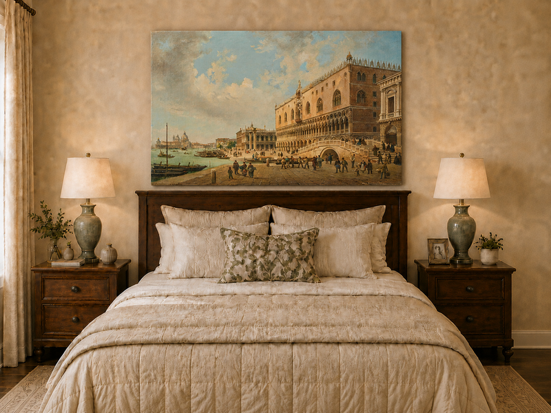 Landscape Oil Painting - Doge's Palace and Venice Waterfront View