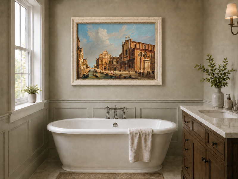 Landscape Oil Painting - Venice Campo Santi Giovanni e Paolo