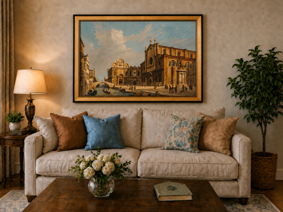 Landscape Oil Painting - Venice Campo Santi Giovanni e Paolo