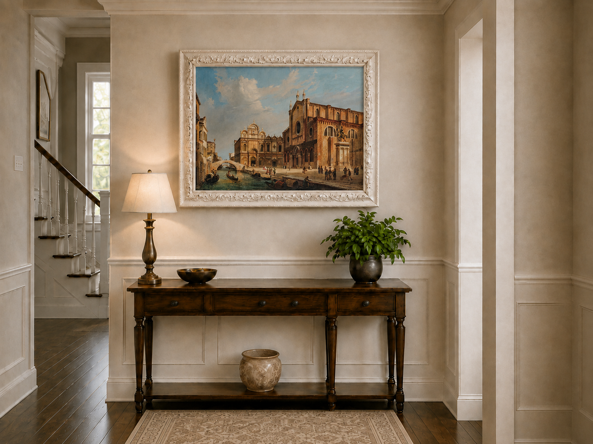 Landscape Oil Painting - Venice Campo Santi Giovanni e Paolo