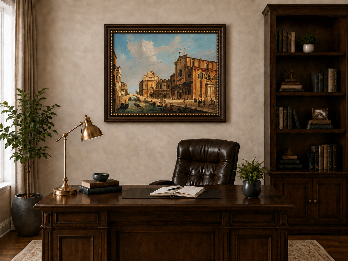 Landscape Oil Painting - Venice Campo Santi Giovanni e Paolo