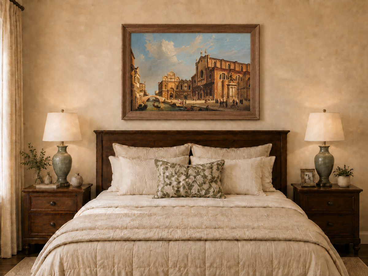 Landscape Oil Painting - Venice Campo Santi Giovanni e Paolo