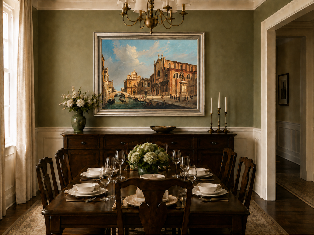 Landscape Oil Painting - Venice Campo Santi Giovanni e Paolo