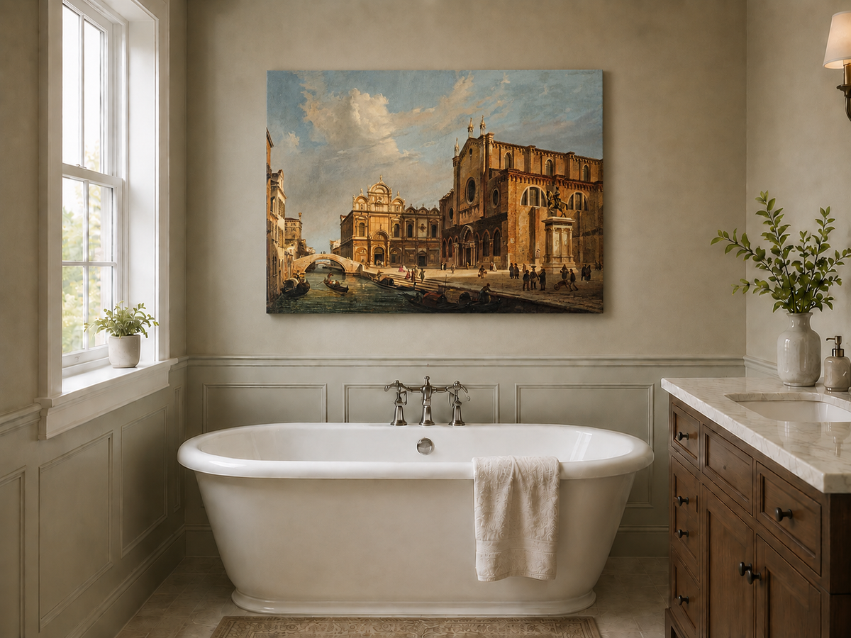 Landscape Oil Painting - Venice Campo Santi Giovanni e Paolo
