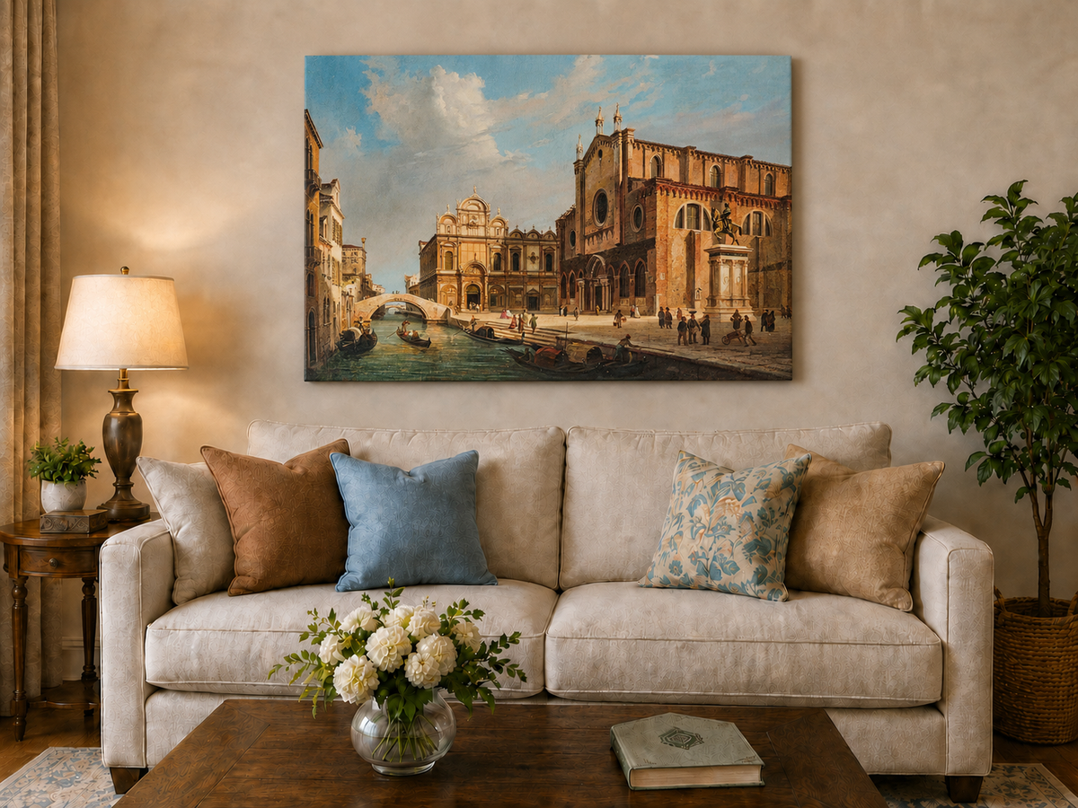 Landscape Oil Painting - Venice Campo Santi Giovanni e Paolo