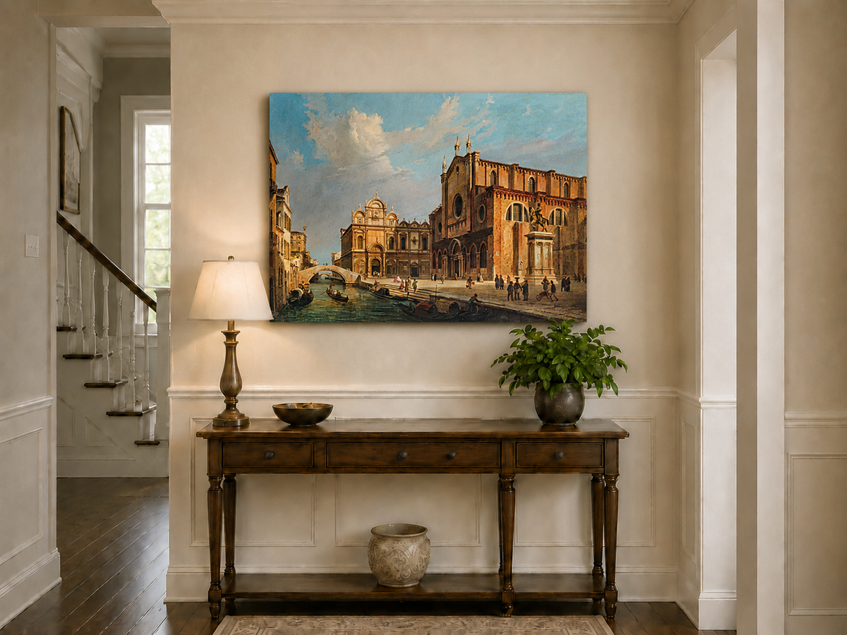 Landscape Oil Painting - Venice Campo Santi Giovanni e Paolo