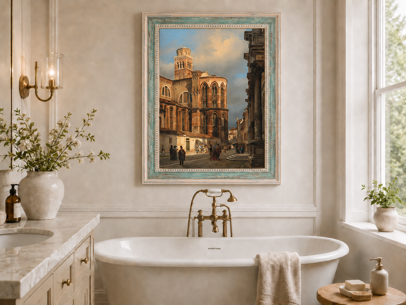 Landscape Oil Painting - Venice Church of San Rocco Street