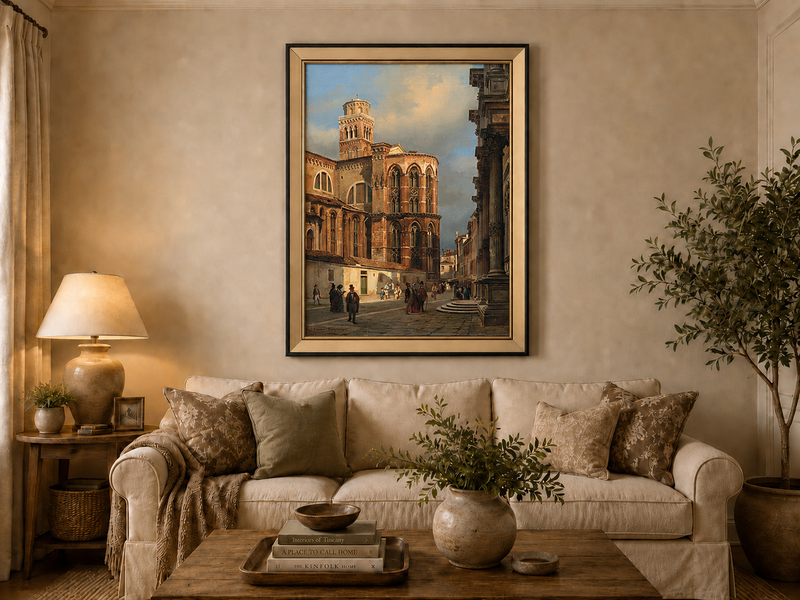 Landscape Oil Painting - Venice Church of San Rocco Street