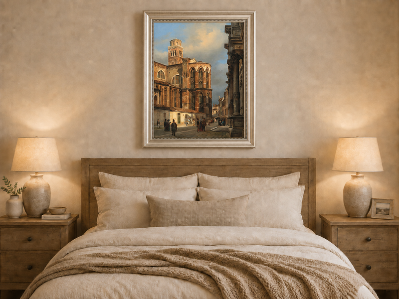 Landscape Oil Painting - Venice Church of San Rocco Street