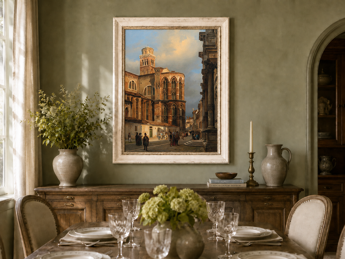 Landscape Oil Painting - Venice Church of San Rocco Street