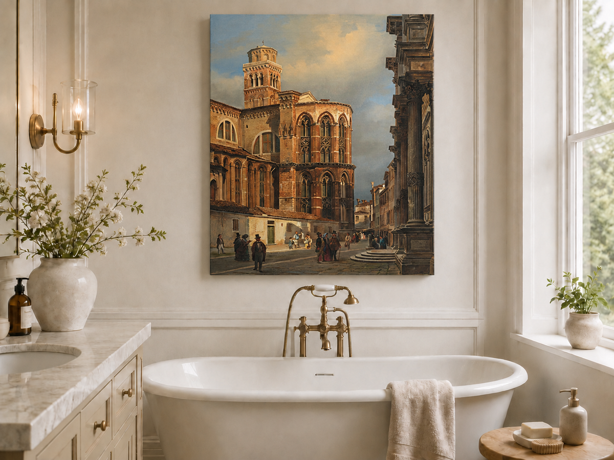 Landscape Oil Painting - Venice Church of San Rocco Street