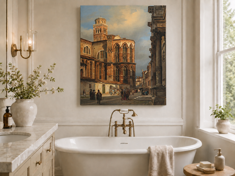 Landscape Oil Painting - Venice Church of San Rocco Street