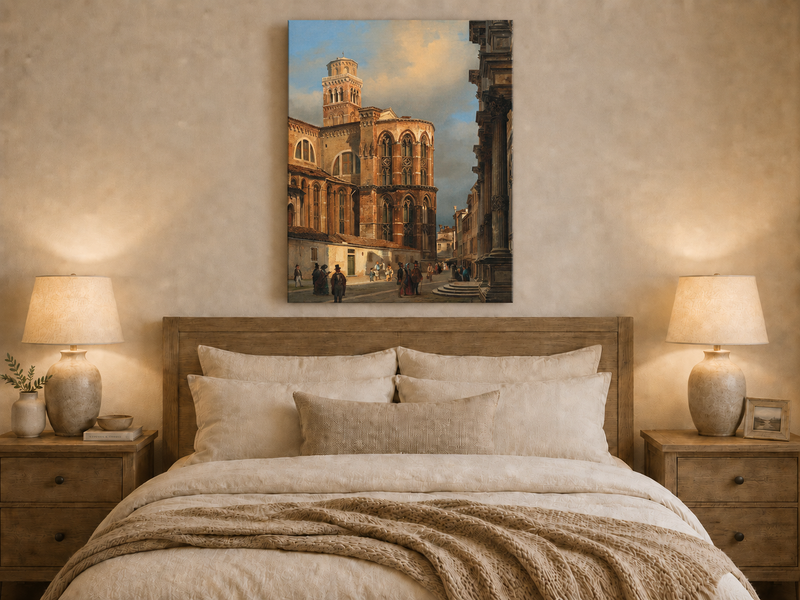Landscape Oil Painting - Venice Church of San Rocco Street