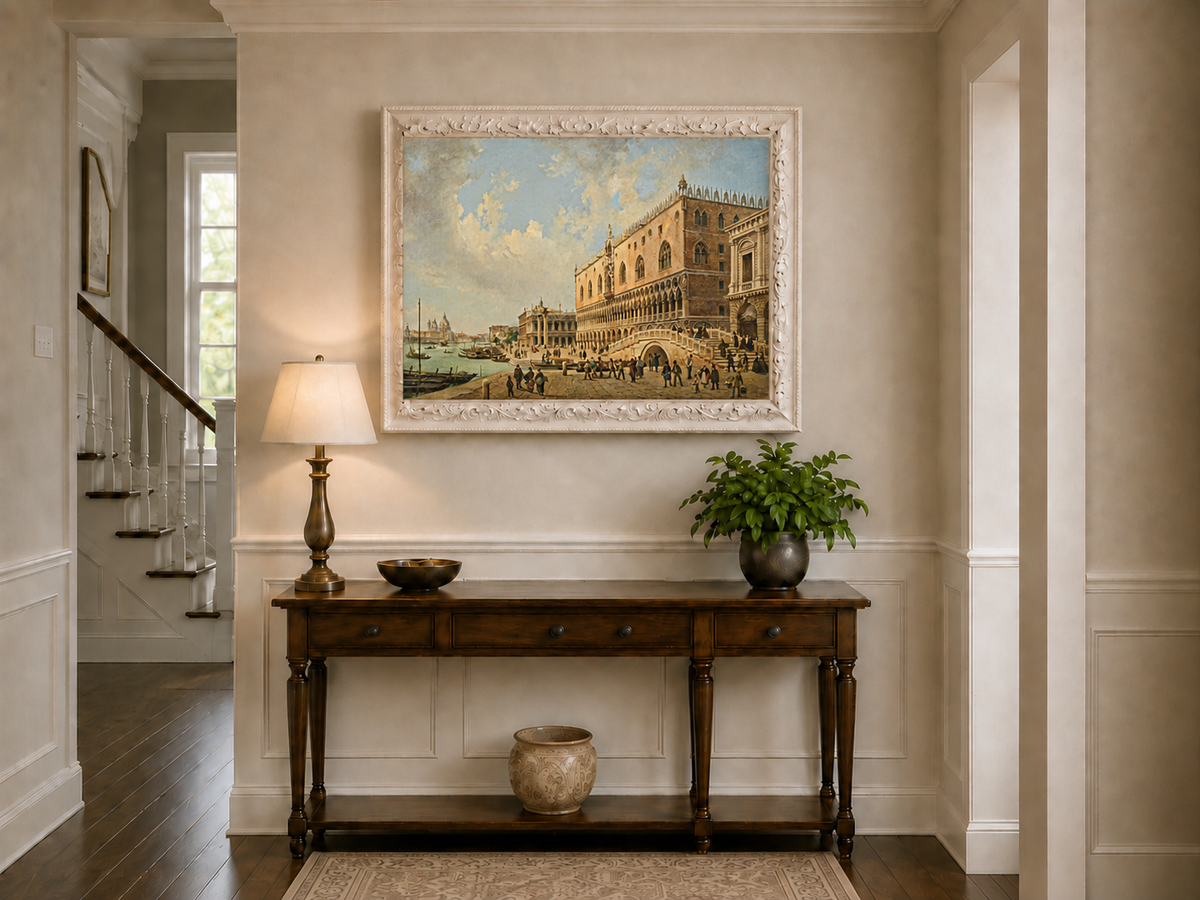 Landscape Oil Painting - Doge's Palace and Venice Waterfront View
