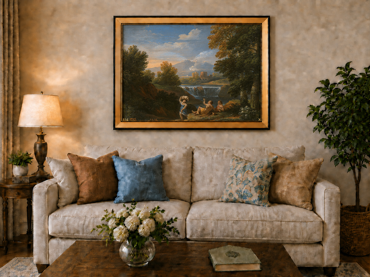 Peinture à l'huile de paysage - Paysage fluvial classique