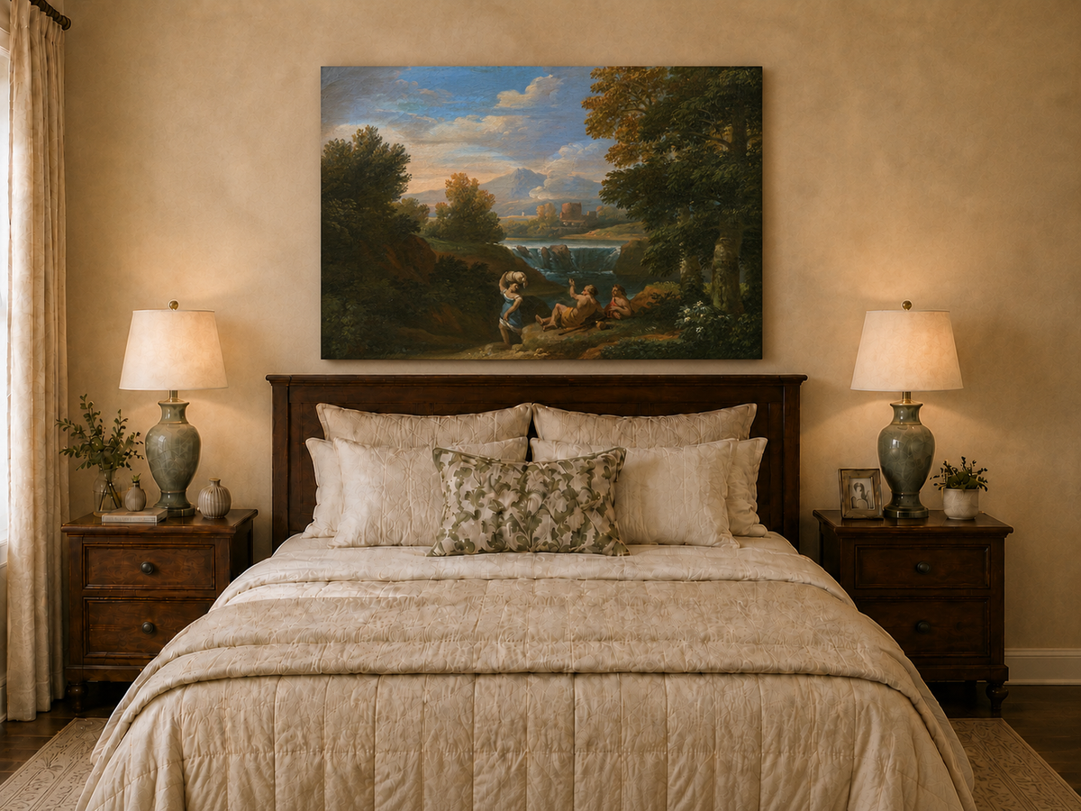 Peinture à l'huile de paysage - Paysage fluvial classique