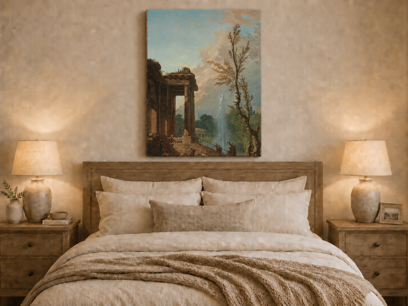 Landscape Oil Painting - Classical Portico Garden with Fountain
