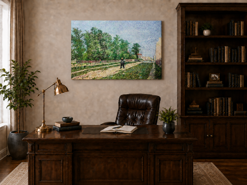 Landscape Oil Painting - Sunlit Garden Road with Paris Figures