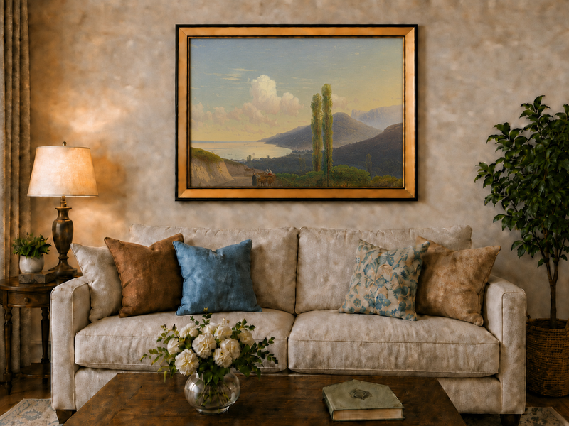 Landscape Oil Painting - Coastal Mountain Road at Sunset