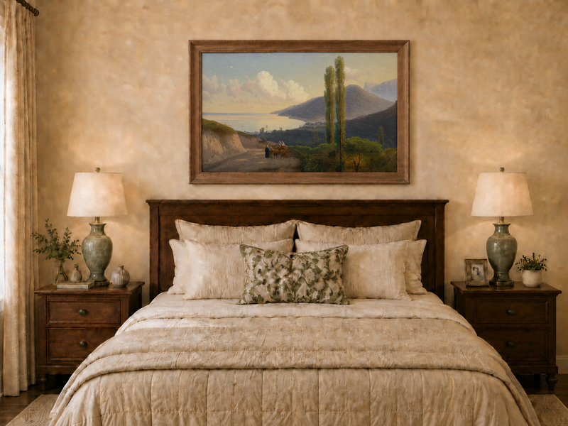 Landscape Oil Painting - Coastal Mountain Road at Sunset