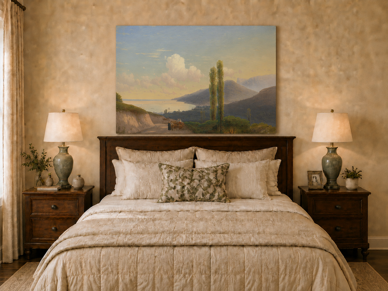 Landscape Oil Painting - Coastal Mountain Road at Sunset