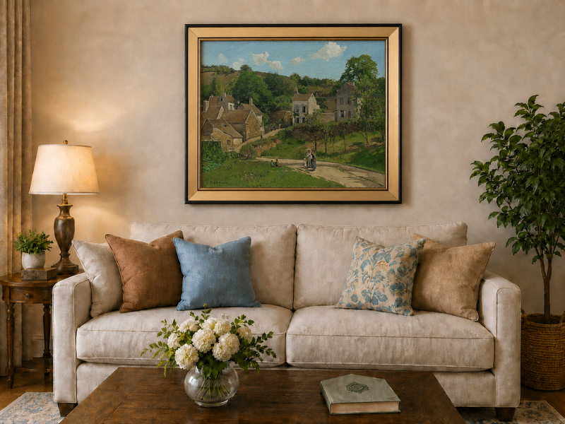 Landscape Oil Painting - Hand-Painted French Village Lane Scene