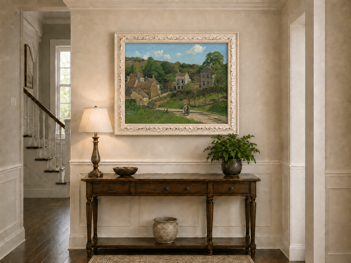 Landscape Oil Painting - Hand-Painted French Village Lane Scene