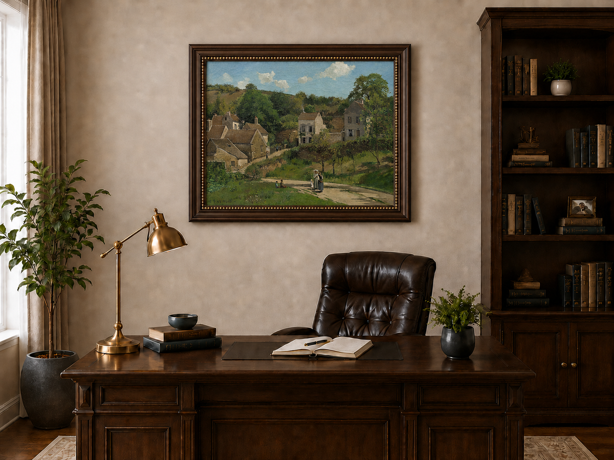 Landscape Oil Painting - Hand-Painted French Village Lane Scene