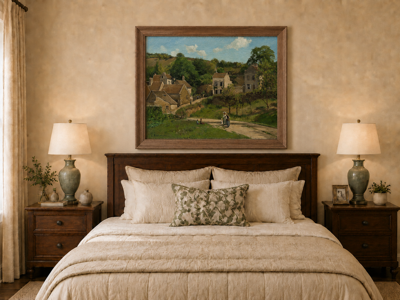 Landscape Oil Painting - Hand-Painted French Village Lane Scene