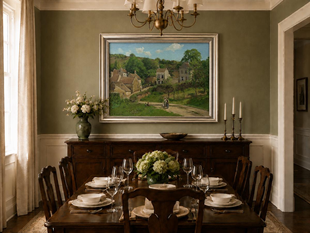 Landscape Oil Painting - Hand-Painted French Village Lane Scene