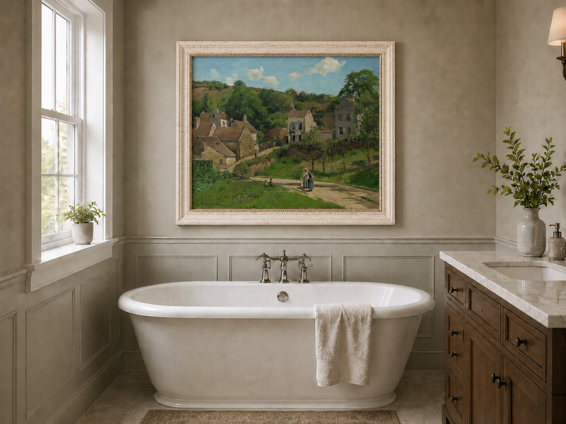Landscape Oil Painting - Hand-Painted French Village Lane Scene
