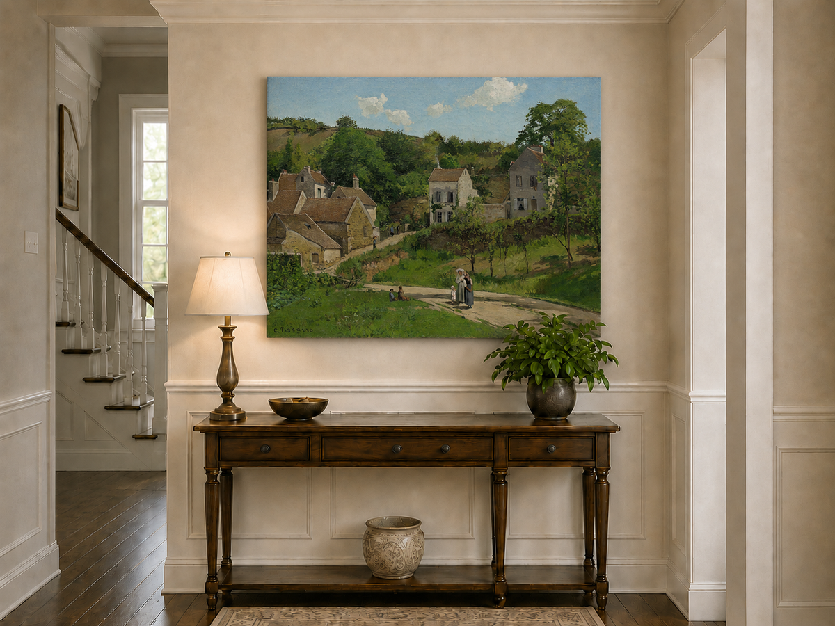 Landscape Oil Painting - Hand-Painted French Village Lane Scene