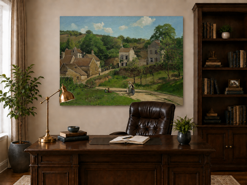 Landscape Oil Painting - Hand-Painted French Village Lane Scene