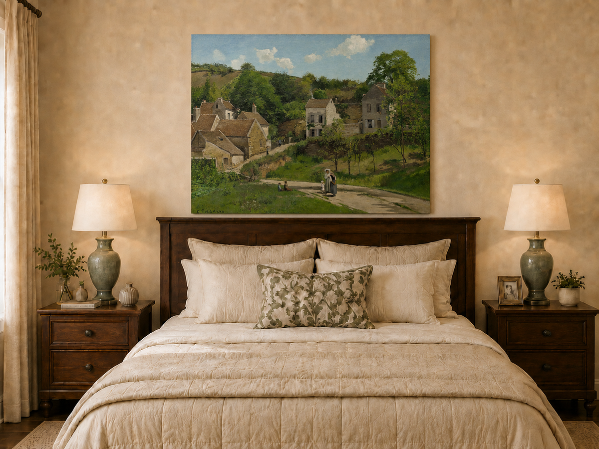 Landscape Oil Painting - Hand-Painted French Village Lane Scene